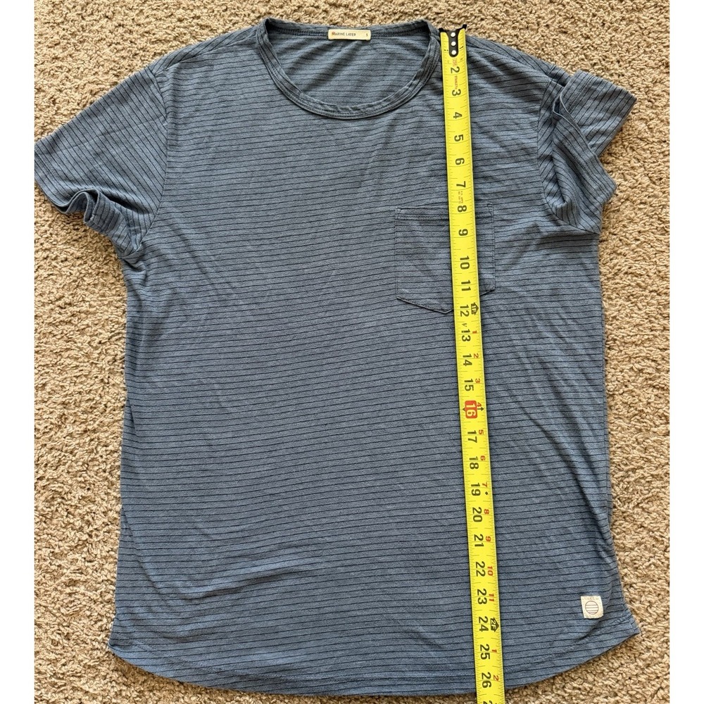 Marine Layer Mens Pocket Tee Blue White Stripe Short Sleeve Size Small - Picture 7 of 7